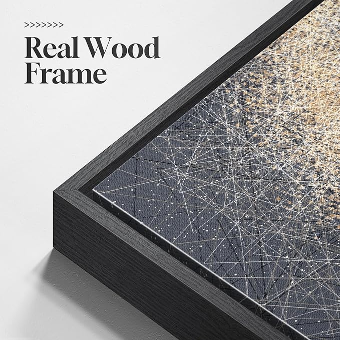 Framed Modern Minimalist Abstract Wall Art, 1 Piece Square Gold Gray Canvas Prints Paintings, Contemporary Abstract Pictures for Bedroom Dining Room Living Room Lounge Bathroom Wall Decor 24x24 In