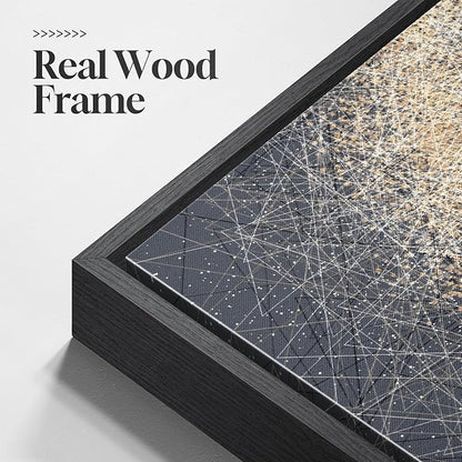 Framed Modern Minimalist Abstract Wall Art, 1 Piece Square Gold Gray Canvas Prints Paintings, Contemporary Abstract Pictures for Bedroom Dining Room Living Room Lounge Bathroom Wall Decor 24x24 In