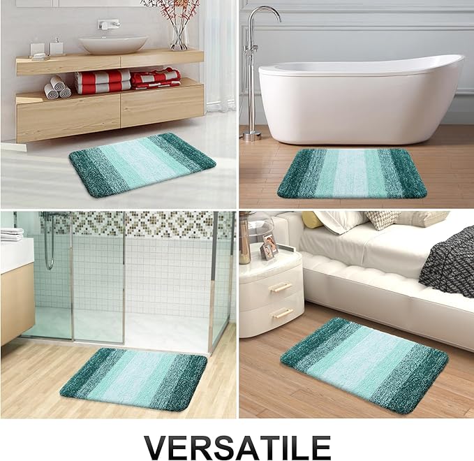 OLANLY Bathroom Runner Rugs Mat 59x20, Extra Soft Absorbent Microfiber Bath Rugs, Rubber Backing, Quick Dry, Long Bath Mats for Bathroom, Tub and Shower, Home Decor Accessories, Blackish Green