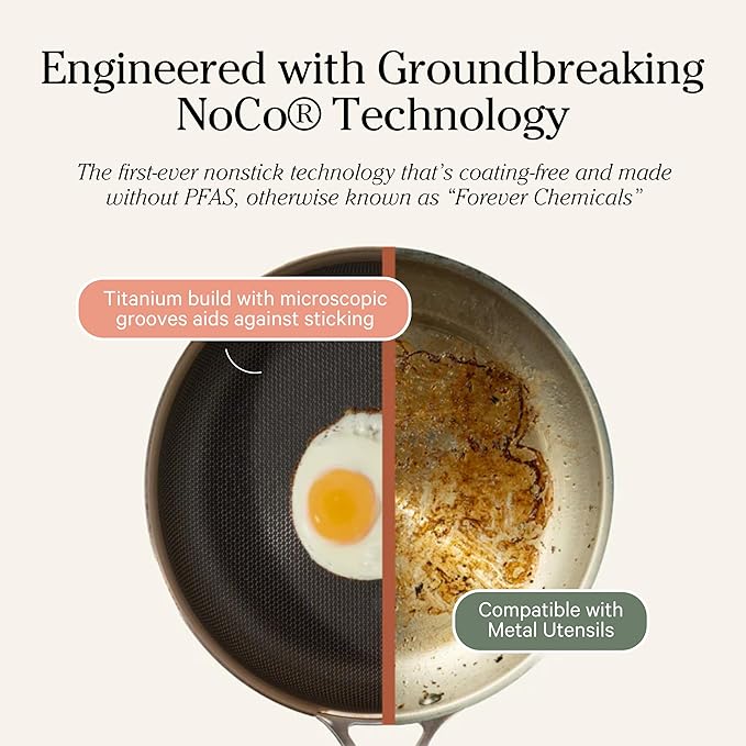 Our Place Mini Titanium Always Pan Pro | 8.5" PFAS-Free Nonstick Frying Pan with Spatula | Chef-Grade Tri-Ply Stainless Steel & Aluminum Build | Induction & Oven-Safe up to 750°F | Gold