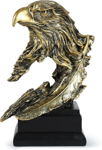 H&W Golden Bald Eagle Figurines - The USA's National Emblem - Resin Statue Decoration for Home/Study/Living Room, Great Collectible Figurines, Best Gift for The Man, Golden (HH17-D4)
