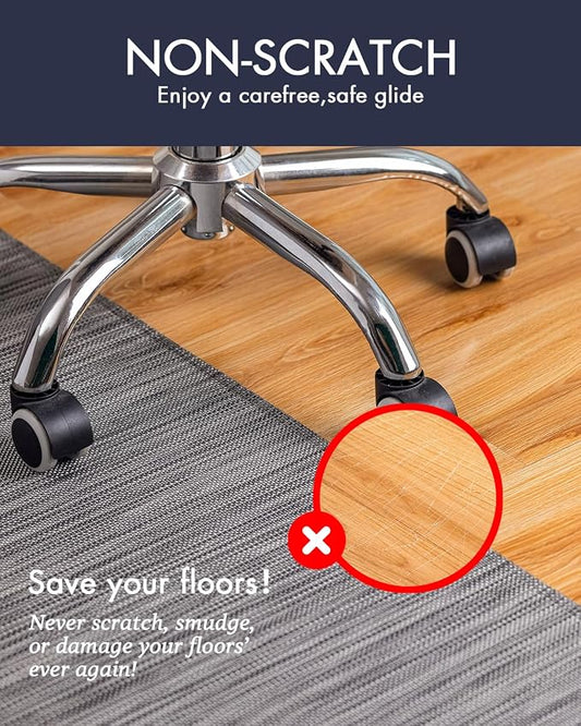 Baroyal Office Chair Mat for Hardwood Floor Under Desk Computer Rolling Chair Mat for Wood/Tile Floor Non-Slip Heavy Duty Desk Rug PVC Plastic Hard Floor Protector 45"x 53" (Gray)