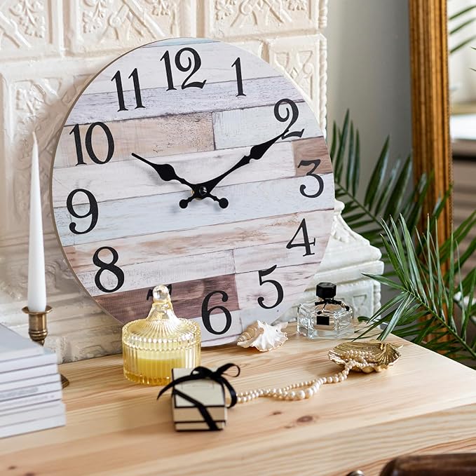 KECYET Wall Clock Battery Operated 16 Inch Silent Non-Ticking Coastal Country Style Decorative for Living Room, Kitchen, Home,Bathroom, Bedroom, Laundry Room