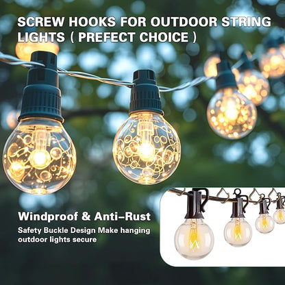 30 Pcs Outdoor Hooks for String Lights,Screw Hooks for Hanging Plants,Ceiling Hooks with Safety Buckle,Square Hanger for Wind Chimes,Bird Feeder,Lanterns,Christmas Decorations Bronze