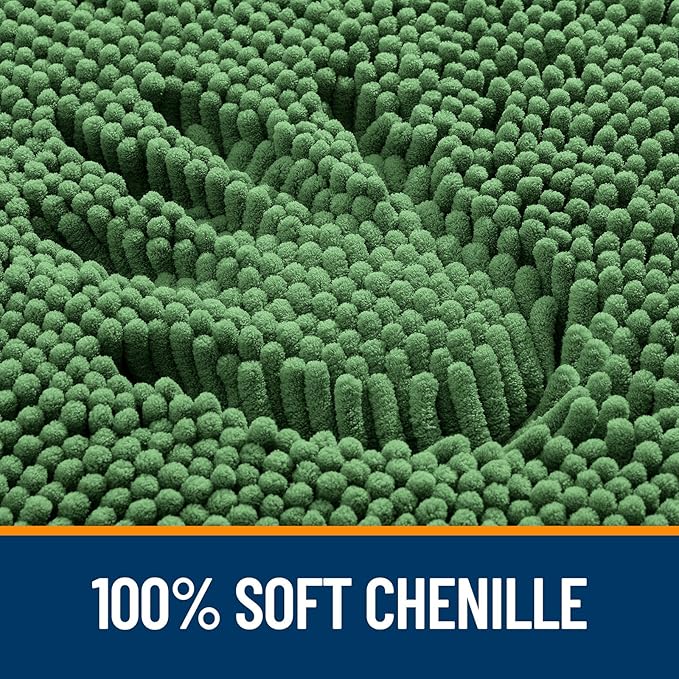OLANLY Toilet Rugs U-Shaped 20x20, Extra Soft Absorbent Chenille Contour Bathroom Rugs for Toilet, Dry Quickly, Machine Washable, Non-Slip Bath Mat, Olive Green