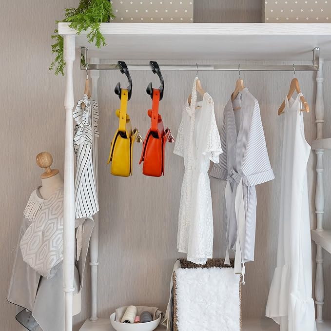 Maitys 18 Pcs Purse Hanger Hook Acrylic Bag Rack Holder for Bag Hanger Handbag Tote Hook Closet Organizer Storage Over The Closet Rod Backpacks Satchels Crossovers Tote (Black)