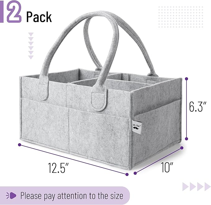 Mr. Pen- Baby Diaper Caddy Organizer, 2 Pack, Gray, Nursery Storage Bin and Car Organizer for Diapers and Baby Wipes