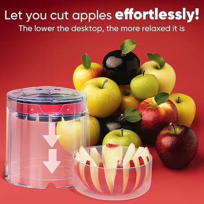 OOKUU Extra-Large Apple Slicer & Corer – 16-Blade Heavy Duty Stainless Steel Apple Cutter, Safe & Quick Apple Divider for Apples, Pears & More, with Clear Catch Bowl
