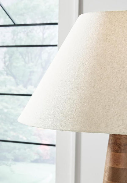 Signature Design by Ashley Danset Contemporary Wood Floor Lamp with 3-Way Switch, Light Brown