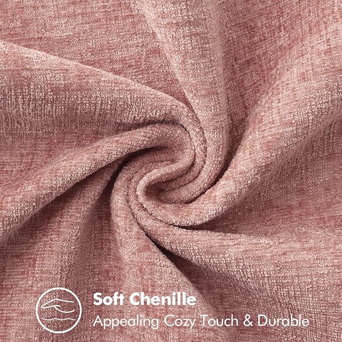 MIULEE Pack of 2 Euro Sham Pillow Covers 24x24 Inch Blush Pink Farmhouse Decorative Throw Pillow Covers with Stitched Edge Soft Chenille Solid Dyed Pillow Covers for Bed Sofa Couch Living Room