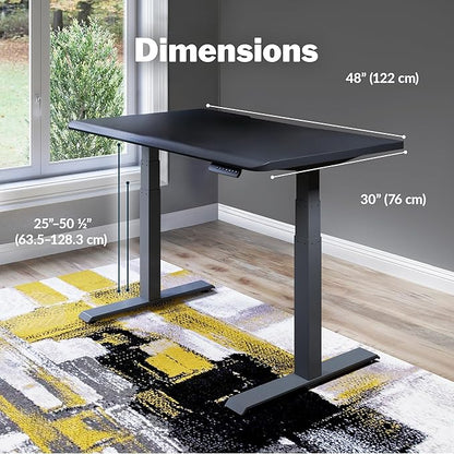 Vari ComfortEdge 48x30 Inch Electric Standing Desk – Height Adjustable Sit Stand VariDesk with Memory Presets, Sloped Edge, 220 LB Capacity + Tool-Free Assembly (Black)