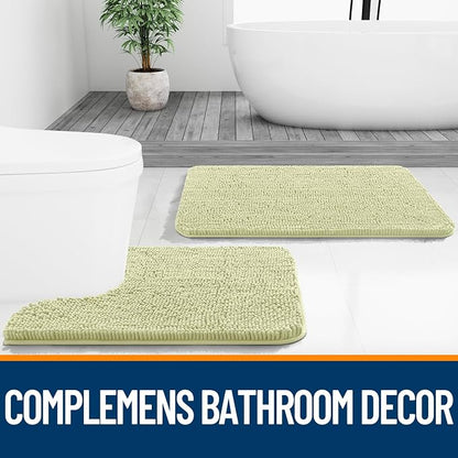 OLANLY Bathroom Runner Rugs 44x24, Soft Absorbent Chenille Bath Rugs, Rubber Backing Quick Dry, Machine Washable Long Bath Mats for Bathroom Floor, Tub and Shower, Home Decor Accessories, Vanilla