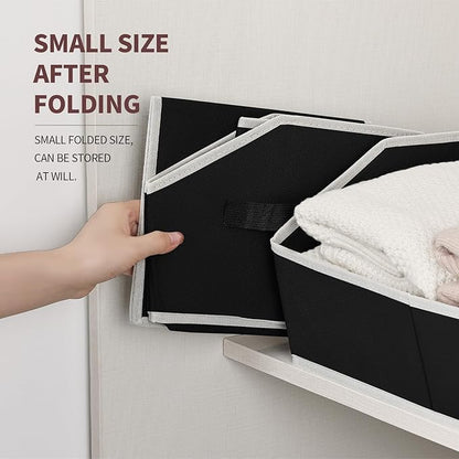 Homsorout Clothes Organizers and Storage - Fabric Cube Bins with Handles, Storage Baskets for Shelves, Trapezoid Collapsible Boxes for Home, Dorm, Office, 10 Pack, Black