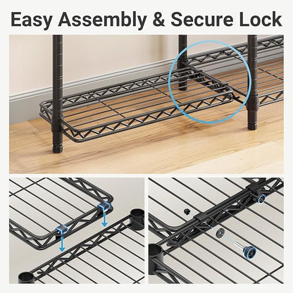 VIPEK V3 Nano Clothes Rack with 4 Semi-Shelves and 3 Standard Shelves, Clothing Rack for Hanging Clothes, Free Standing Closet System, Portable Metal Wardrobe for Bedroom, Max Load 800LBS, Black