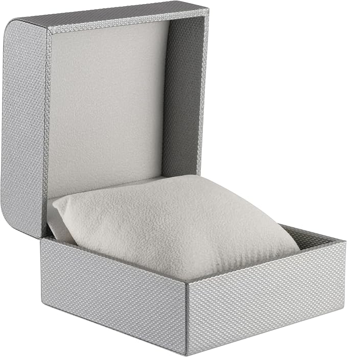 Premium Weave Texture Pillow-Style Watch Box & Bangle Box for Men & Women - Soft Ivory Suede Interior Bracelet/Bangle & Watch Case - Ideal for Watch & Bracelet Jewelry Gift Box Display