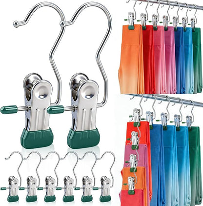 30 Pack Pants Hangers with Clip, Legging Organizer for Closet, Yoga Pants Hangers, Space Saving Hanging Closet Organizer and Storage for Socks, Panties, Underwear, Pants and Jeans (Dark Green)