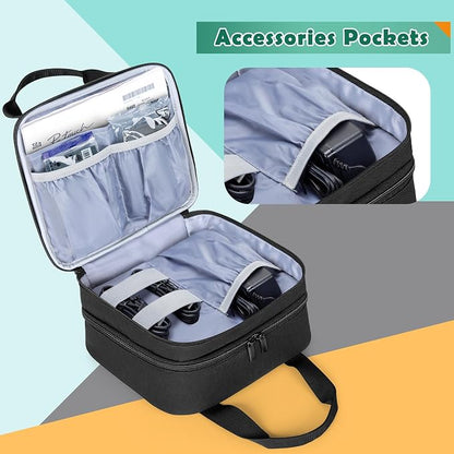 LUXJA Label Maker Carrying Case Compatible with Brother P-Touch PT-D610BT / PT-D410 / PT-D460BT, Storage Bag for Brother Label Printer with Multiple Pockets, Black