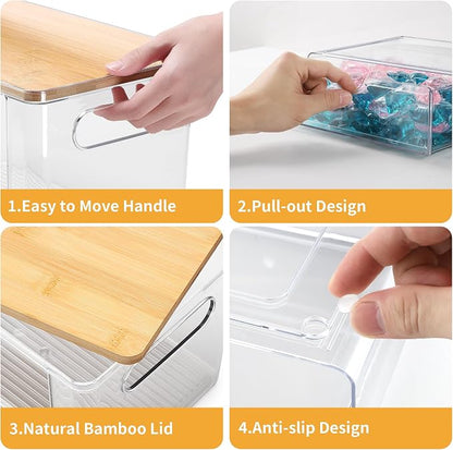 3Pcs Extra Large Laundry Room Organization and Storage, Stackable Storage Drawers, Trash Bag Holder Under Sink, Garbage Bag Dispenser Roll Holder for Vanity, Bathroom,Cabinet,Desk Organization