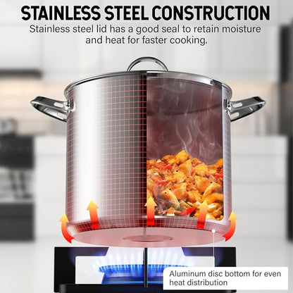 Cooks Standard Classic 12 Quart Stock Pot with Lid, Stainless Steel Pasta Pot