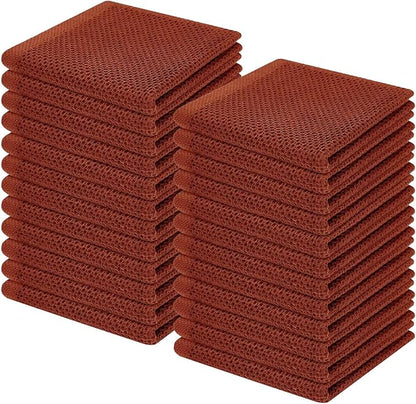 Homaxy 100% Cotton Waffle Weave Kitchen Dish Cloths, Ultra Soft Absorbent Quick Drying Dish Towels, 12 x 12 Inches, 24-Pack, Rust