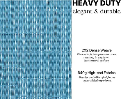 LEXMORE Placemats Set of 12 Vinyl/Plastic Woven Place Mats for Kitchen Table Indoor/Outdoor Washable Placemat Wipeable Dining Table Mats(Teal Blue)