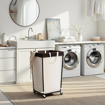 GRANNY SAYS 160L Rolling Laundry Basket, Laundry Hamper with Wheels, Large Laundry Cart with Removable Bag, Clothes Organization and Storage for Laundry Room, Bathroom, Bedroom, Beige