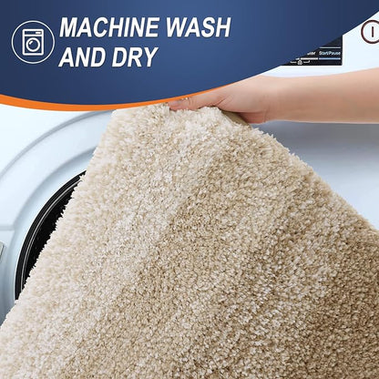 OLANLY Bathroom Runner Rugs Mat 47x24, Extra Soft Absorbent Microfiber Bath Rugs, Rubber Backing, Quick Dry, Washable Long Bath Mats for Bathroom Floor, Tub and Shower, Home Decor Accessories, Tan