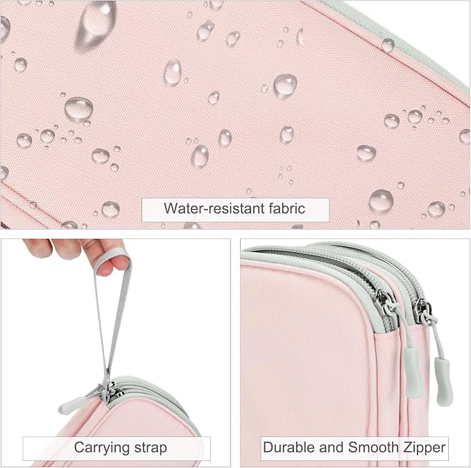 FYY Electronic Organizer, Travel Cable Organizer Bag Pouch Electronic Accessories Carry Case Portable Waterproof Double Layers All-in-One Storage Bag for Cable, Cord, Phone, Earphone-Light Pink