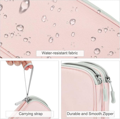 FYY Electronic Organizer, Travel Cable Organizer Bag Pouch Electronic Accessories Carry Case Portable Waterproof Double Layers All-in-One Storage Bag for Cable, Cord, Phone, Earphone-Light Pink