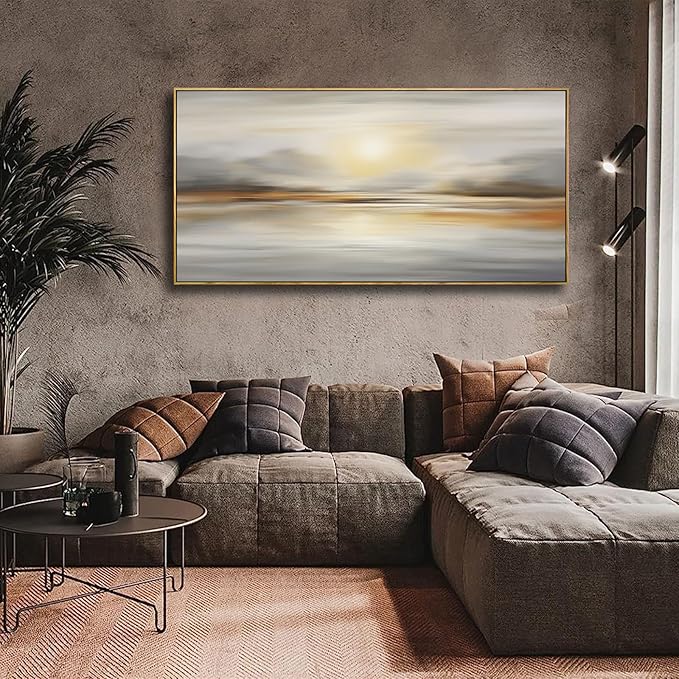 Framed Wall Art Abstract Seascape Canvas Printing Wall Decor Artwork for Living Room Bedroom Dining Room Home Office Decor 24"x48"