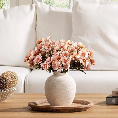 Vanselia Ceramic Flower Vase Home Decor - Farmhouse Table Vases Rustic Vintage Living Room Kitchen Bedroom Decorations for House Book Shelf Office Coffee Desk Dining Fireplace (7.4" Rustic)