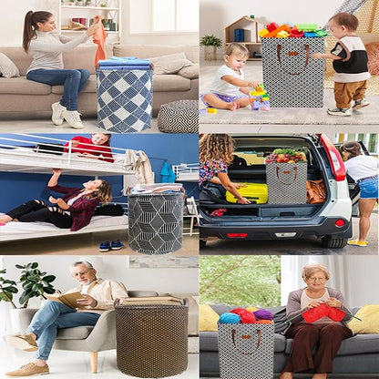 80L Waterproof Laundry Hamper in Family Leather Handle Laundry Basket in Dormitory Collapsible Laundry Bag in Nursery (96-Satisfied laundry hampers, 80L)