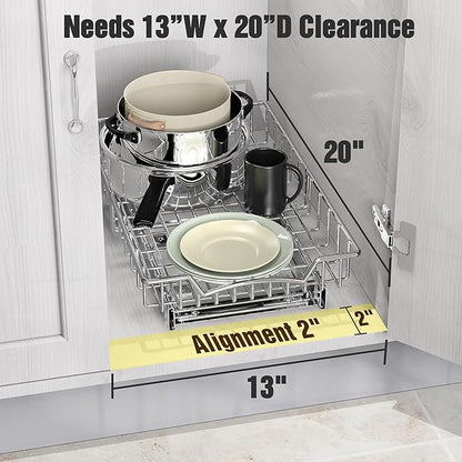 Simple Houseware Under Cabinet Pull Out Sliding Shelf Drawer Organizer, 18" D x 11" W