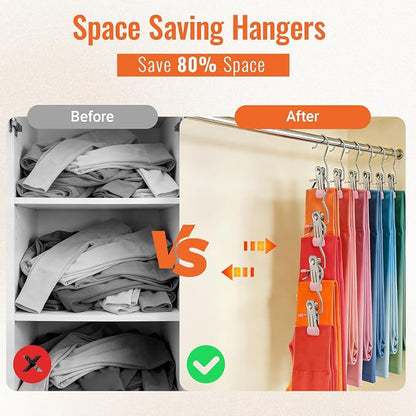 30 Pack Pants Hangers with Clip, Legging Organizer for Closet, Yoga Pants Hangers, Space Saving Hanging Closet Organizer and Storage for Socks, Panties, Underwear, Pants and Jeans (Pink)