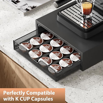 ECOLOVI Nespresso Pods Holder, K Cup Holder, Coffee Pod Holder Organizer Compatible with Nespresso Vertuo Capsules, Holds 60 Small or 40 Large Pods, Black