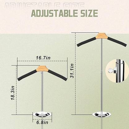 Adjustable T Shirt Display Adult for Vendors, 18-31.1 Inch Flexible Shirt Rack Shoulder Stand, Portable Hanging Black Metal Clothes Display, Hanger Rack for Clothing Dress Garment Coat Retail