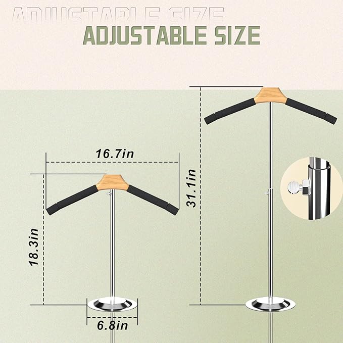 Adjustable T Shirt Display Adult for Vendors 6Pack,18-31.1IN Flexible Shirt Rack Shoulder Stand, Portable Hanging Metal Clothes Display, Hanger Rack for Clothing Dress Garment Coat Retail
