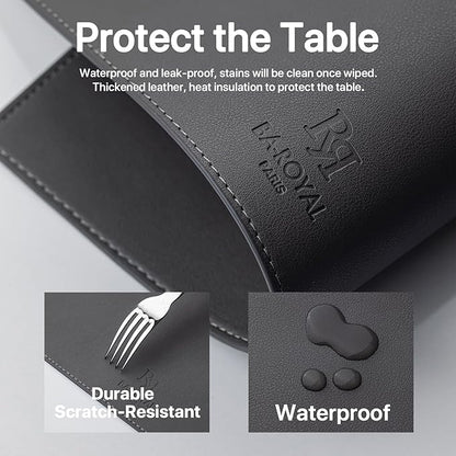 Faux Leather Placemats Set of 8 Vinyl Washable Wipeable Table Mats for Kitchen Dining Table Heat Resistant Waterproof Modern Indoor/Outdoor Placemats Non-Slip Easy Clean Place Mats (Dark Gray)