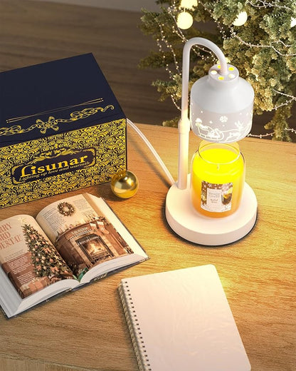 Christmas Candle Warmer Lamp with Timer & Dimmer,Wax Melt Warmer for Jar Candles,2 Bulbs,Gift for Women Mom,House Warming Gifts, Home Decor