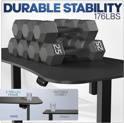 VIVO Electric 63 x 32 in Standing Desk, Touch Screen Adjustment, 220 lb Frame Support, 2E Series, Black Carbon Fiber Top Black Frame, DESK-KIT-2EBR