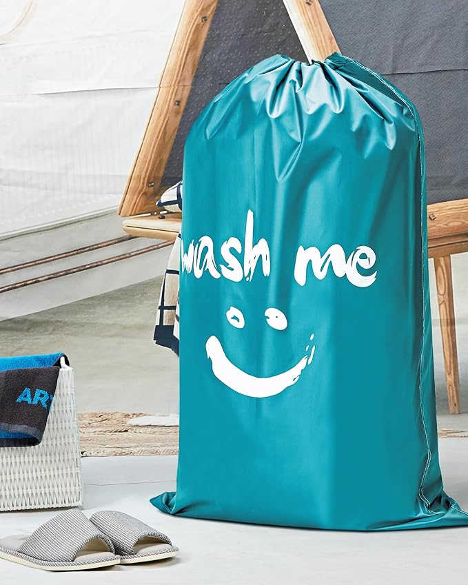 HOMEST 2 Pack XL Wash Me Travel Laundry Bag, Dirty Clothes Organizer, Large Enough to Hold 4 Loads of Laundry, Easy Fit a Laundry Hamper or Basket