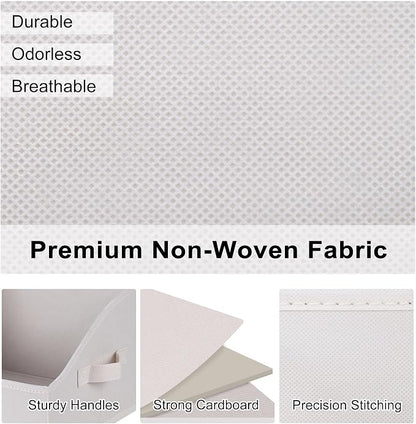 WUIKE 6 Pack Extra Large Closet Storage Bins with Handles, Fabric Trapezoid Storage Binsr for Organizing Clothes, Sheets, Blankets, White & Beige