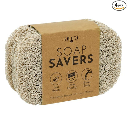 S&T INC. Bar Soap Holder for Kitchen, Bathroom, and Soap Dish, 4 Pack, Cream, 2.9 inches by 4.4 inches