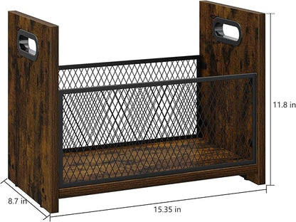 Large Magazine Rack Floor, Vinyl Record Storage, Magazine File Holder Storage Basket for Letters, Books, Newspapers, Desktop and Home Office, 15.35" L x 8.7" W x 11.8" H