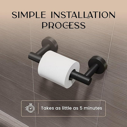Day Moon™ - Toilet Paper Holder - Modern Roll Holder for Bathroom - 2 Pack - Wall Mount, Black