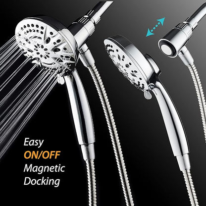 AquaDance New Magnetic Guidance Docking System - High-Pressure 8-setting Handheld Shower Head with Giant 5 inch Face, Magnetic Bracket, Extra-long 72 inch Stainless Steel Hose/All Chrome Finish