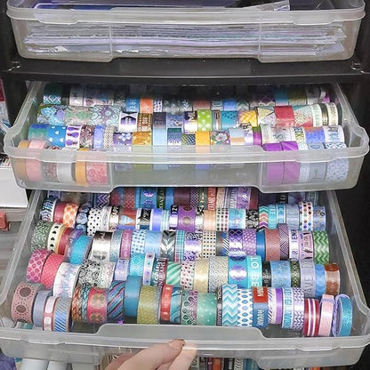 OMNISAFE Plastic Scrapbook Paper Storage Cases, Portable Board Game Storage Cases, Hobby Art Craft Box, Acid-Free Rounded Corner Containers (12"x12" Clear 6Pcs)