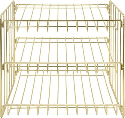 Kitchen Details 3 Tier Can Storage Organizer Rack in Gold