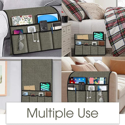 Joywell Armrest Organizer Remote Holder for Recliner Armchair Caddy Couch Sofa Arm Chair Caddie with 6 Pocket Storage for Magazine, iPad, Phone, Desert Sage