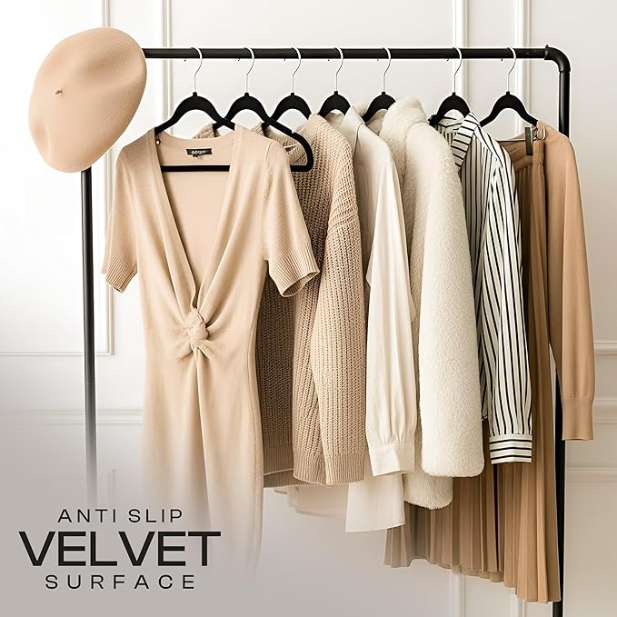 Utopia Home Velvet Hangers 20 Pack - Non-Slip Suit Hangers with 360 Degree Rotatable Hook - for Pants, Coats, Shirts & More (Black)